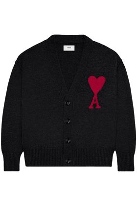 Intarsia-logo wool cardigan Ami | BFUKC006.018009