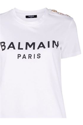 button-embellished logo-print T-shirt Balmain | BF1EF005BB02GAB