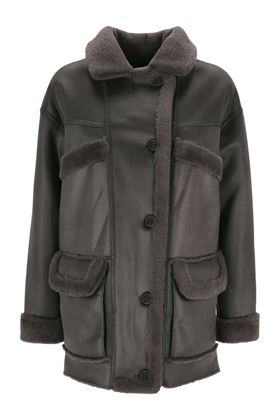 Reversible faux-leather panelled coat Urbancode | BJ19226Slate