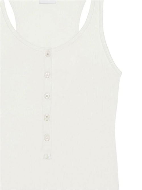 White stretch-cotton top Courreges | 424JDE089JS01210001