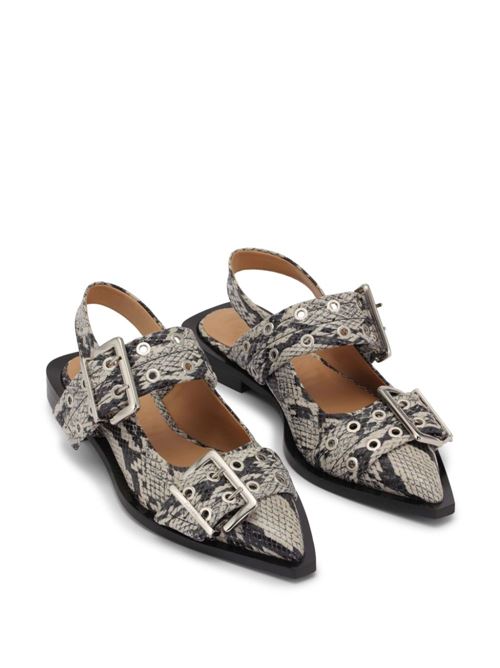 Beige/black snake print shoes Ganni | S2890934