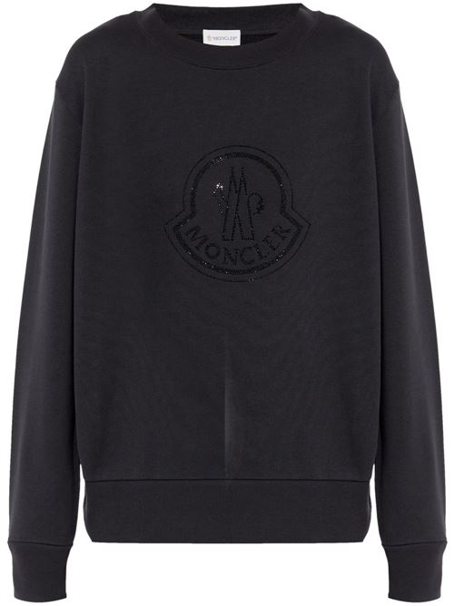 Black cotton sweatshirt with crystals Moncler | 938G000-40899TR999