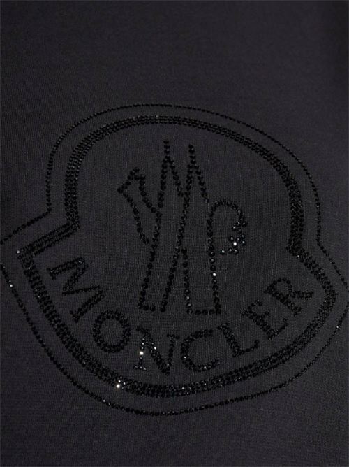 Black cotton sweatshirt with crystals Moncler | 938G000-40899TR999