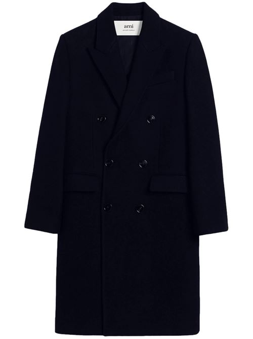 Navy blue virgin wool coat Ami | HCO110.WV00494011