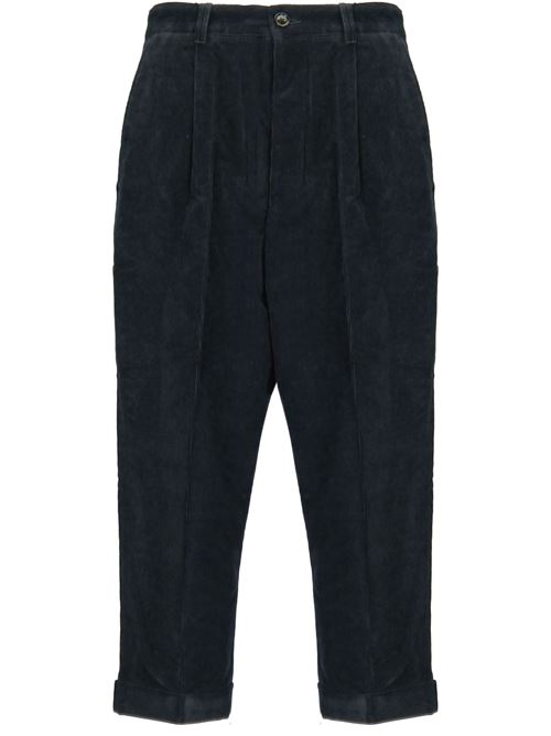 navy blue wool corduroy logo pants Ami | HTR121.CO00894011