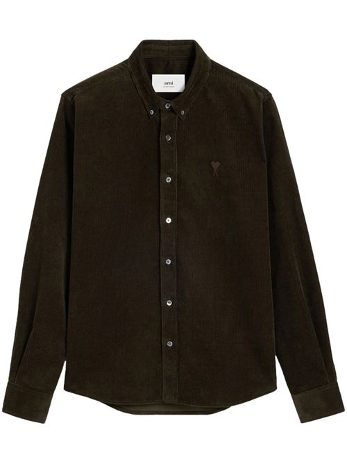 coffee brown cotton shirt Ami | USH060.CO0089221