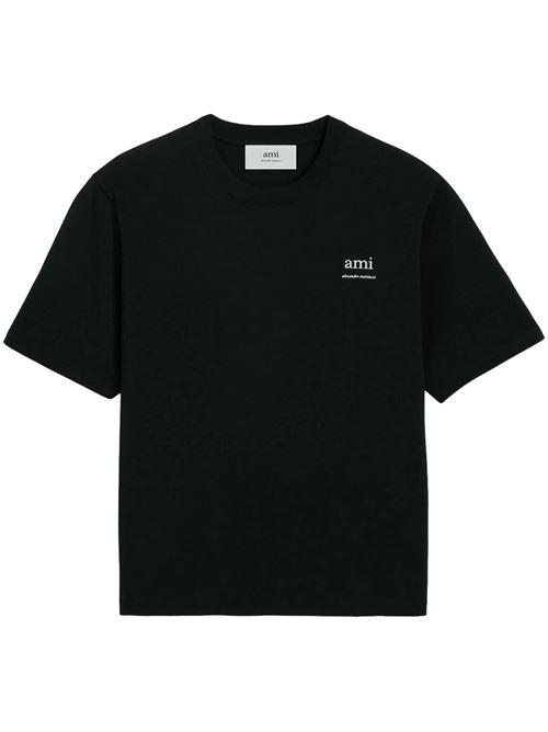 black organic cotton logo print t-shirt Ami | UTS024.726001