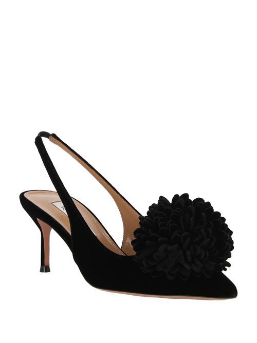 Slingback con cinturino elastico in velluto nero AQUAZZURA | CTIMIDL0VEL000