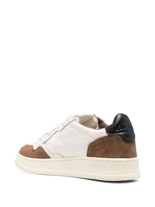 MEDALIST LOW SNEAKERS IN WHITE, CIGAR AND BLACK LEATHER AND SUEDE Autry | AULMGS21CIGAR/BLK