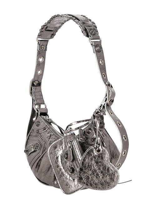 LE CAGOLE XS METALLIC SHOULDER BAG FOR WOMEN IN SILVER BALENCIAGA | 6713090GT3Y8103