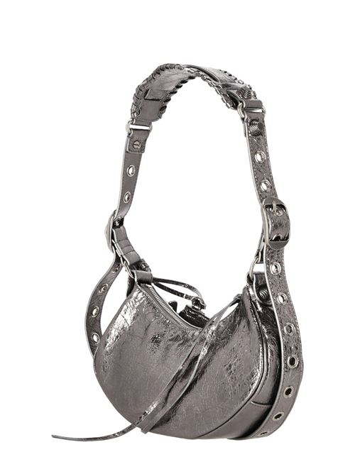 LE CAGOLE XS METALLIC SHOULDER BAG FOR WOMEN IN SILVER BALENCIAGA | 6713090GT3Y8103