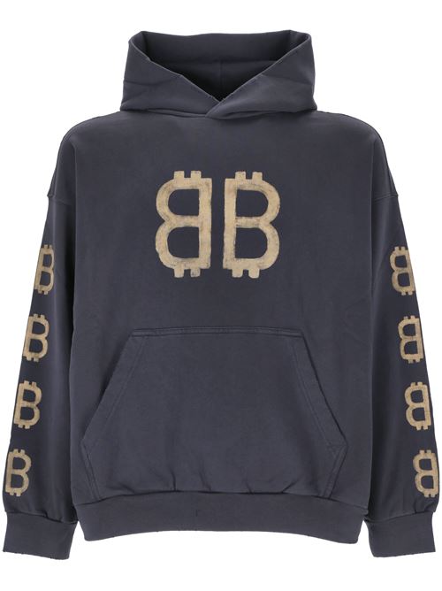 Crypto sweatshirt with worn effect Balenciaga | 767877TOVU74108