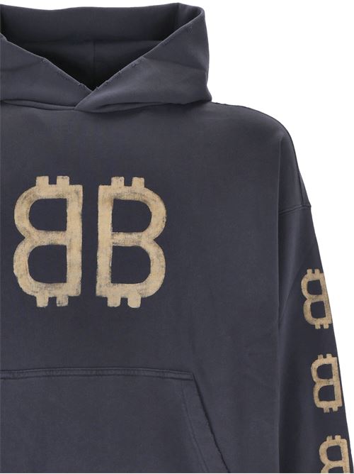 Crypto sweatshirt with worn effect Balenciaga | 767877TOVU74108