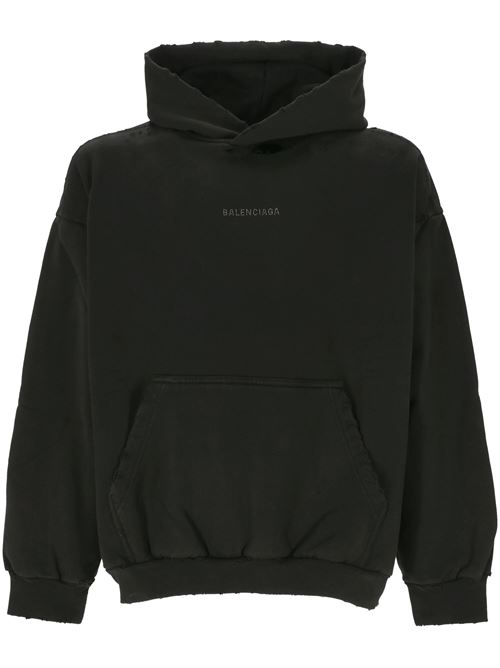 HOODIE BALENCIAGA BACK MEDIUM FIT IN NERO Balenciaga | 767877TQVY11083