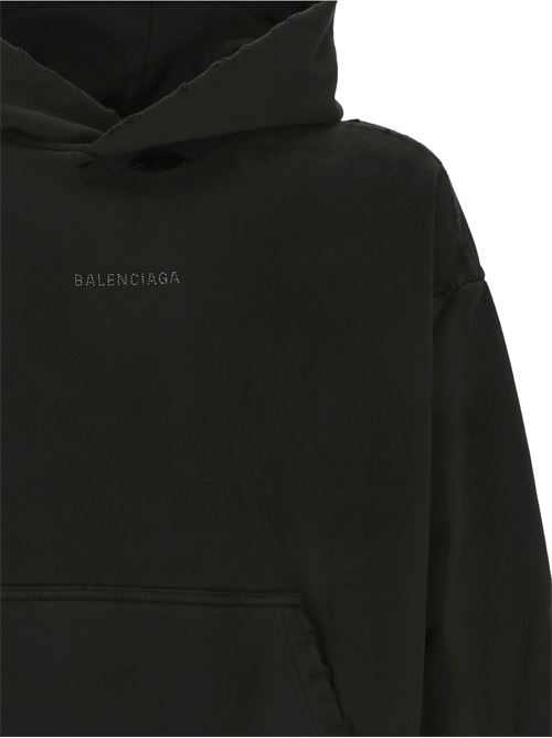 HOODIE BALENCIAGA BACK MEDIUM FIT IN NERO Balenciaga | 767877TQVY11083