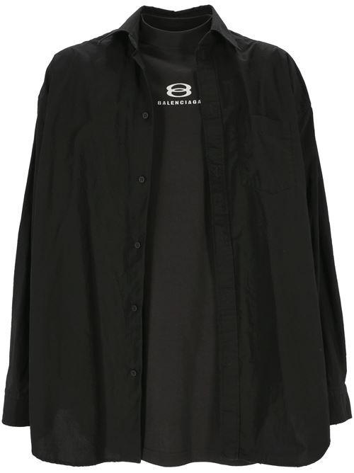 CAMICIA LAYERED UNITY SPORTS ICON OVERSIZE DA UOMO IN NERO Balenciaga | 794656TNM601000