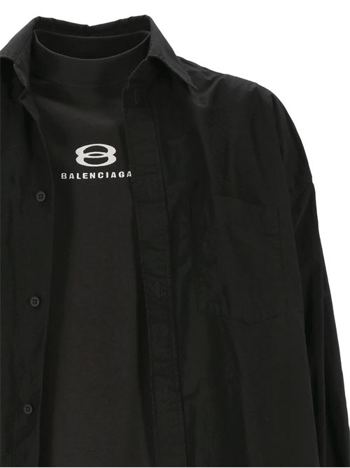 MEN'S LAYERED UNITY SPORTS ICON OVERSIZED SHIRT IN BLACK Balenciaga | 794656TNM601000