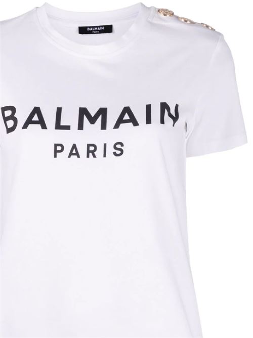 T-shirt bianca con logo BALMAIN | BF1EF005BB02GAB