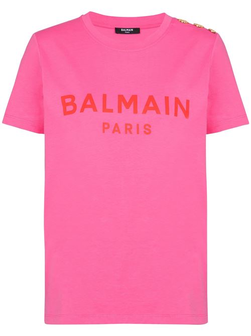 T-shirt rosa con logo Balmain | BF1EF005BB02OIR