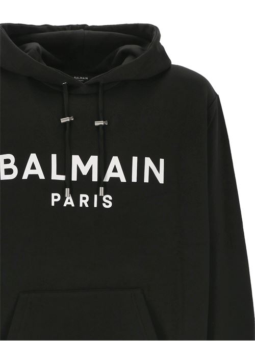 Felpa con cappuccio stampa logo Balmain | DH1JR002BB65EAB