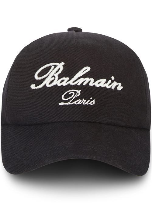 Cappello nero con scritta logo Balmain | DH1XA231CD29EDK