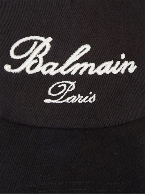 Cappello nero con scritta logo BALMAIN | DH1XA231CD29EDK