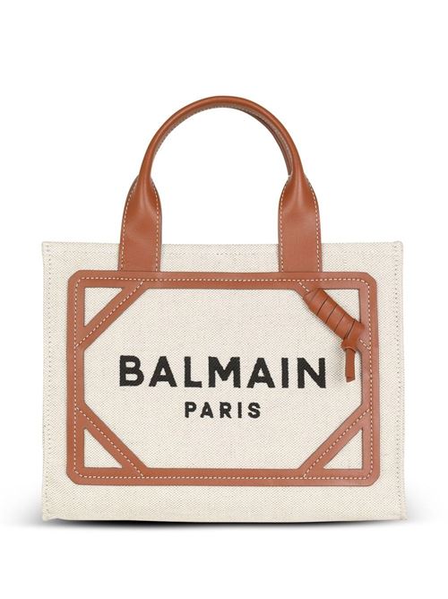 Tote bag piccola in tela di misto cotone e lino con finiture in pelle B-Army Balmain | DN1FE809TDCSGEM