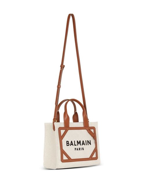 Tote bag piccola in tela di misto cotone e lino con finiture in pelle B-Army Balmain | DN1FE809TDCSGEM