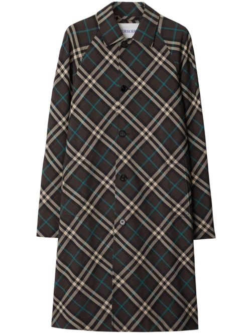 Brown multicolour check pattern coat BURBERRY | 8091845X