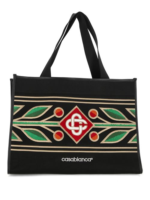 Laurel Knit Shopper Bag CASABLANCA | AF24BAG10601BLACK/LAUREL