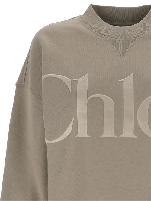 Pullover ampio in pile di cotone con logo Chloè | 24WJH05191069