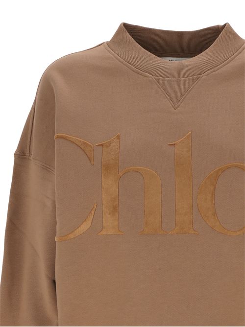 Pullover ampio in pile di cotone con logo Chloè | 24WJH0519124L