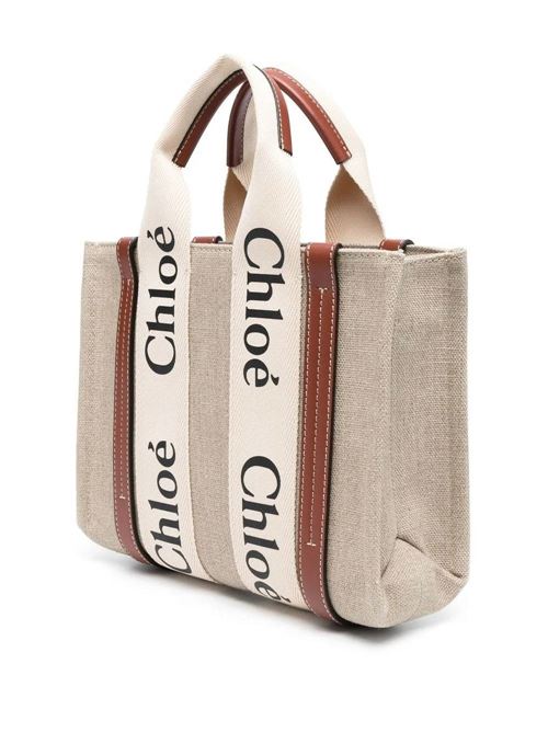 Tote bag piccola Woody in lino CHLOE | C22AS397I2690U