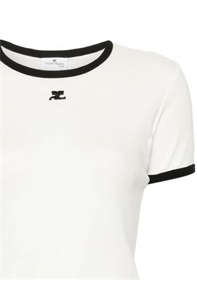 T-SHIRT CON BORDO A CONTRASTO IN BIANCO E NERO COURRÈGES - DONNA Courreges | VESJTS017JS00700098