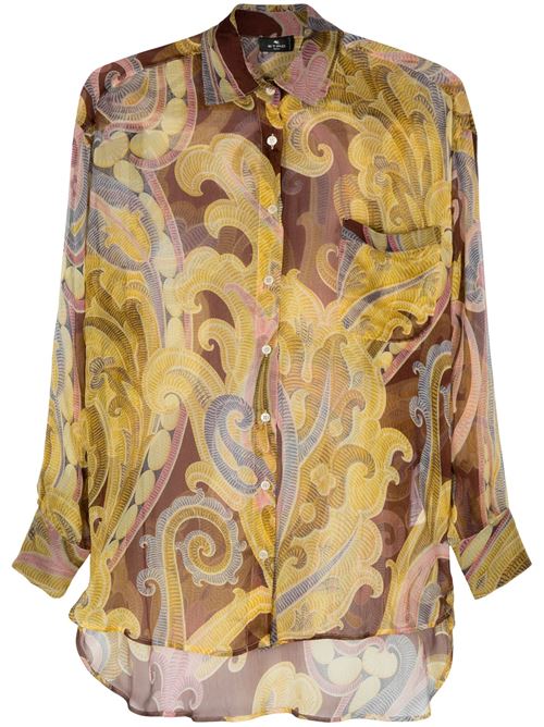 Chocolate brown/multicolour silk shirt ETRO | WRIA002899SA1F4X0826