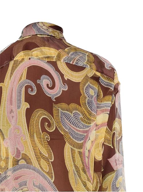 Chocolate brown/multicolour silk shirt ETRO | WRIA002899SA1F4X0826