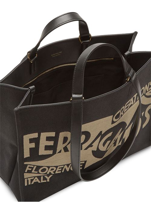 Borsa tote media con logo Venna ricamato Ferragamo | 219475776542