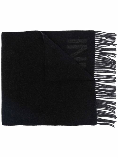 Black recycled wool-wool scarf GANNI | A3905099