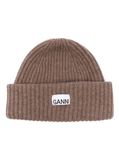 Barley brown ribbed hat Ganni | A6207177