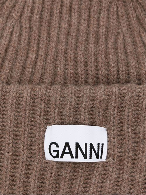 Barley brown ribbed hat Ganni | A6207177