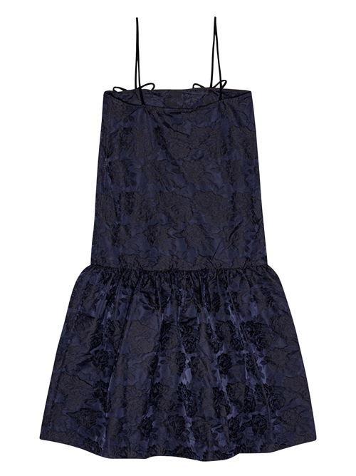 Navy Blue Botanical Jacquard Strap Midi Dress Ganni | F9705268