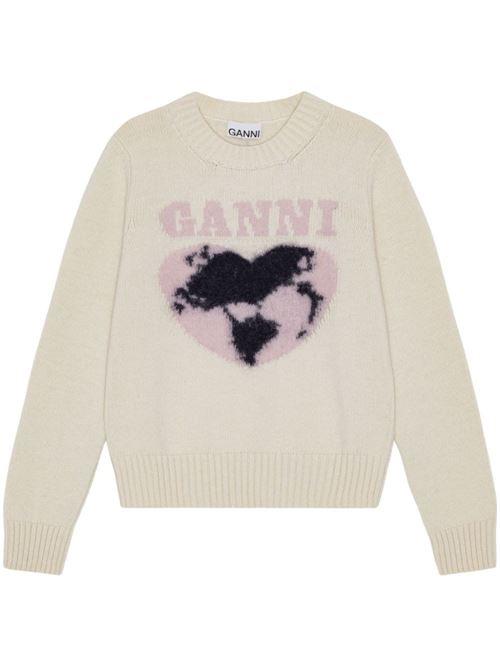 Sweater with intarsia hearts GANNI | K2218135