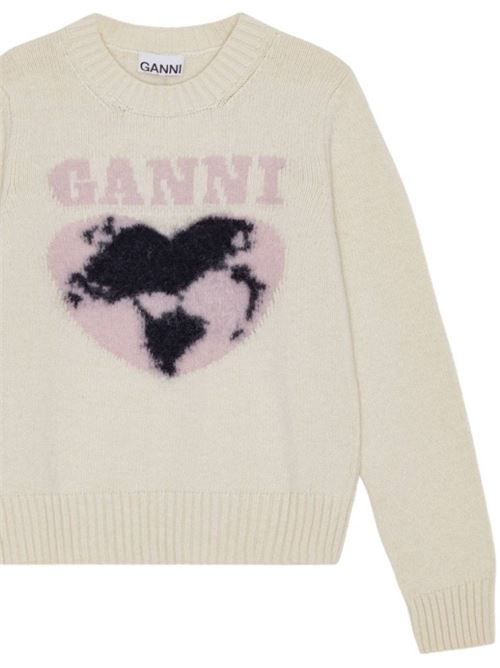 Sweater with intarsia hearts GANNI | K2218135