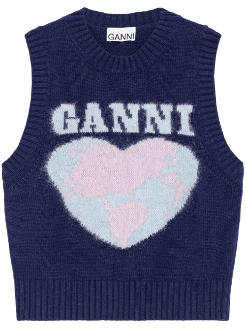 Canotta con cuore a intarsi Ganni | K2219683