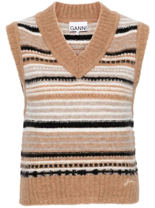 Light brown/multicolour knitted gilet Ganni | K2236177