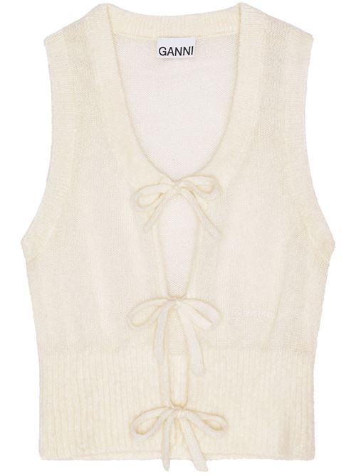 White mohair-merino gilet Ganni | K2334135