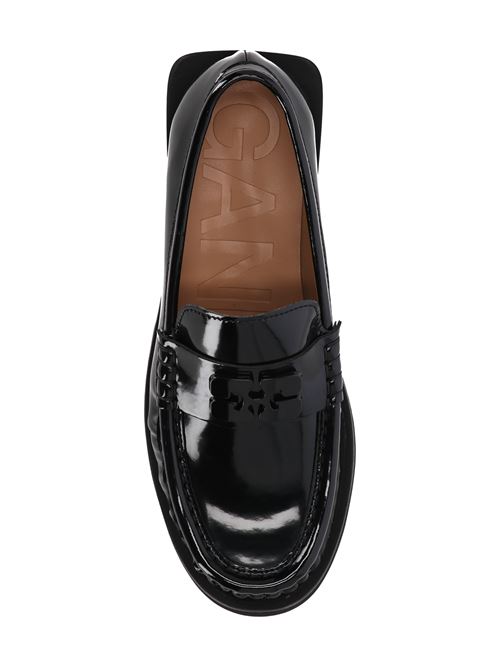 Black faux leather patent loafer Ganni | S2635099