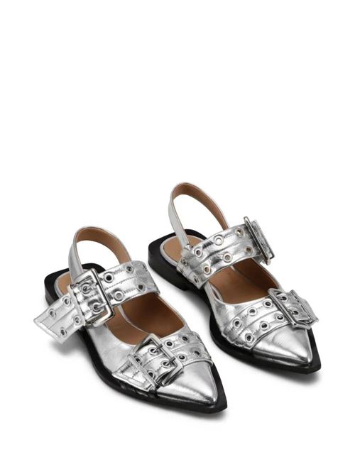 Ballerina in pelle argento Ganni | S2725018