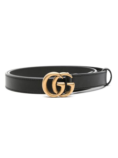 Leather belt with double G buckle GUCCI | 409417AP00T1000