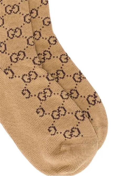 Calzini beige/marrone con motivo monogramma Gucci | 5722664G0569866